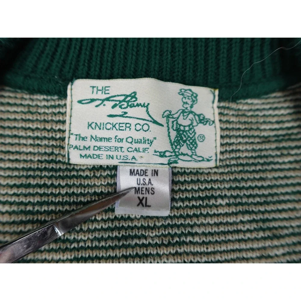 The Knicker Co Sweater Vest Mens XL Green Argyle V-Neck‎ Golf USA Made